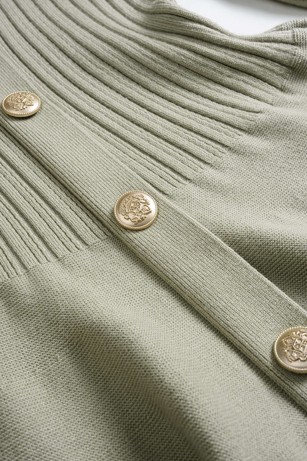 Knit V-Neck Ribbed Long Sleeve Dress