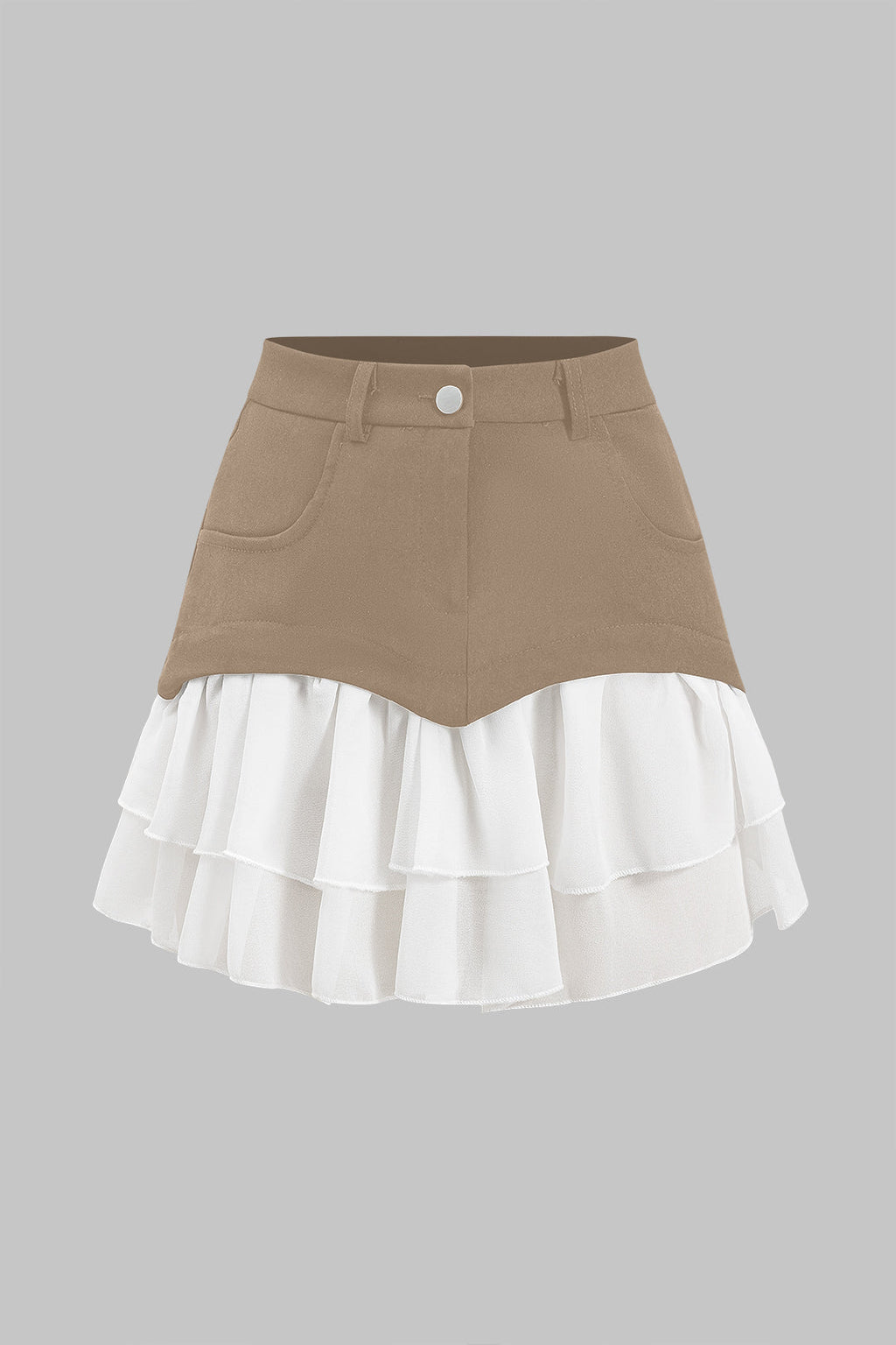 חצאית שיפון עם קפלים וטלאים 