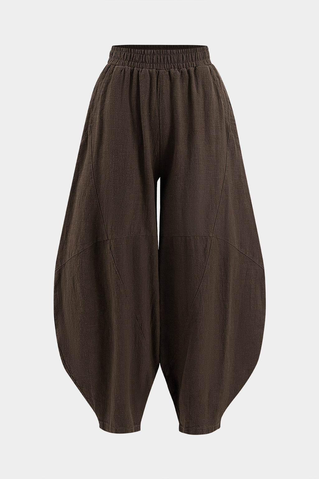 Pantalones Anchos Con Bolsillos Fruncidos Mujer Casual