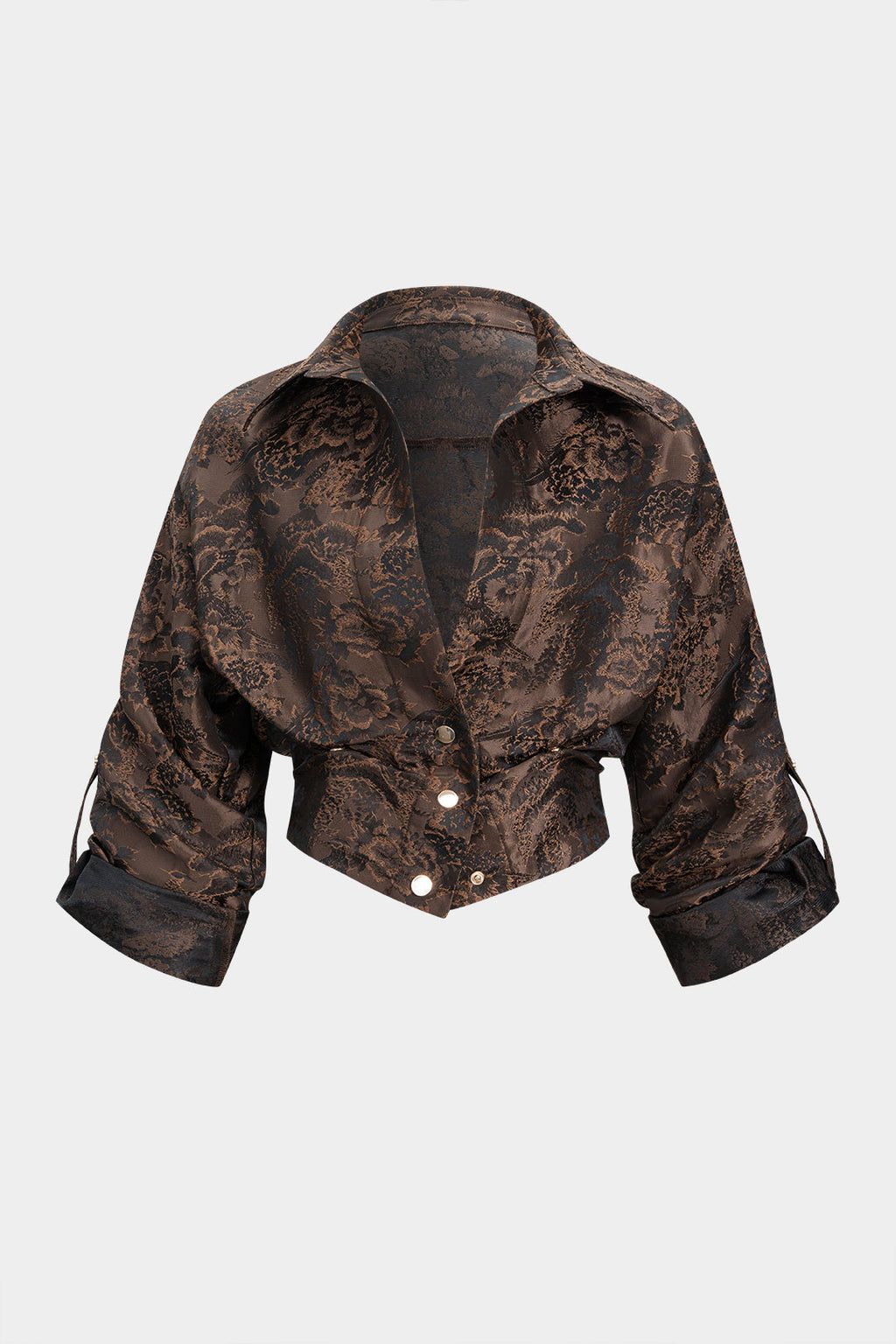 חולצת ארוכת שרוולים עם הדפס פרחוני של ז'קארד 