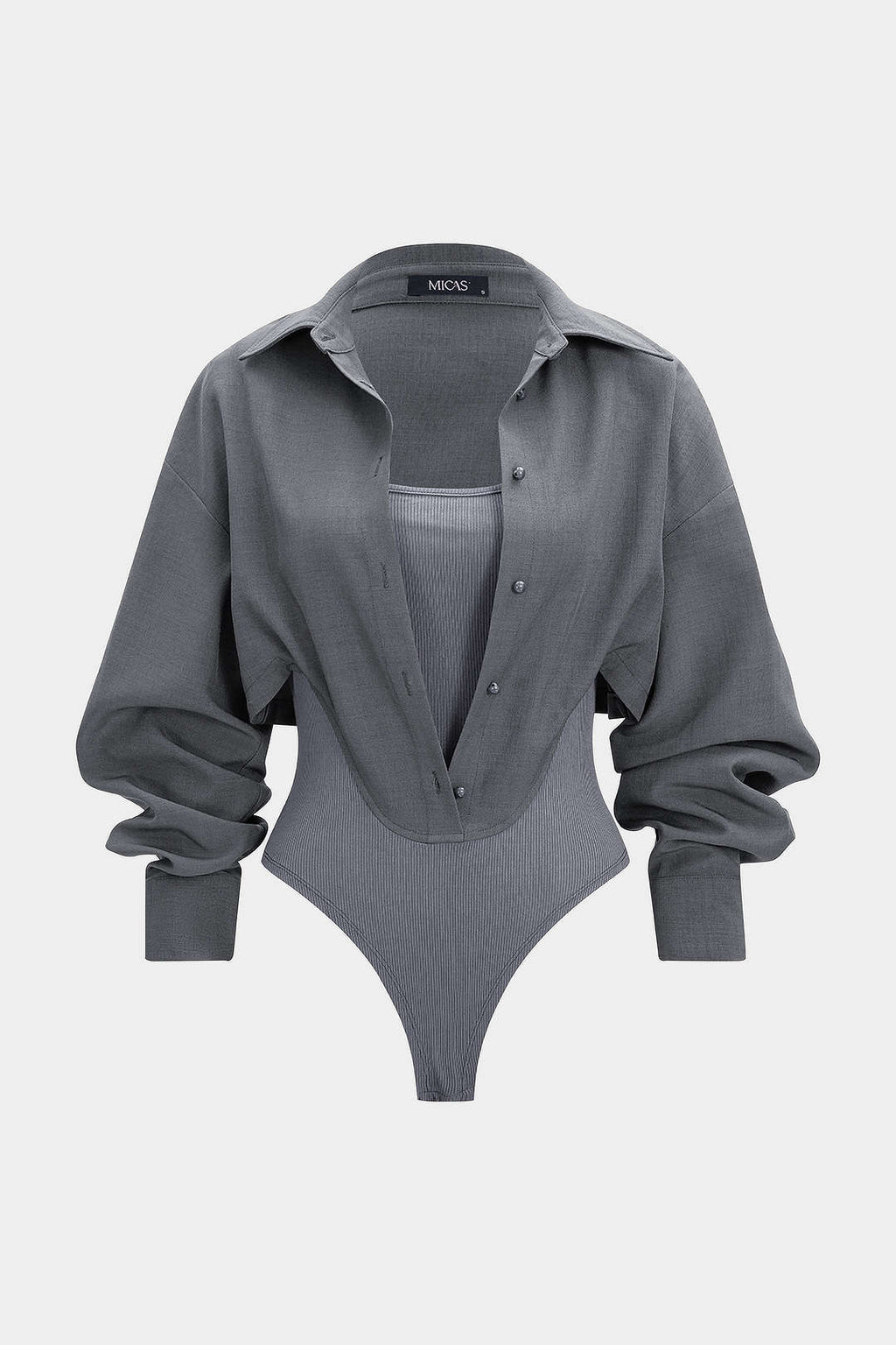 בגד גוף עם שרוולים ארוכים וכותנות עם כפתורים 