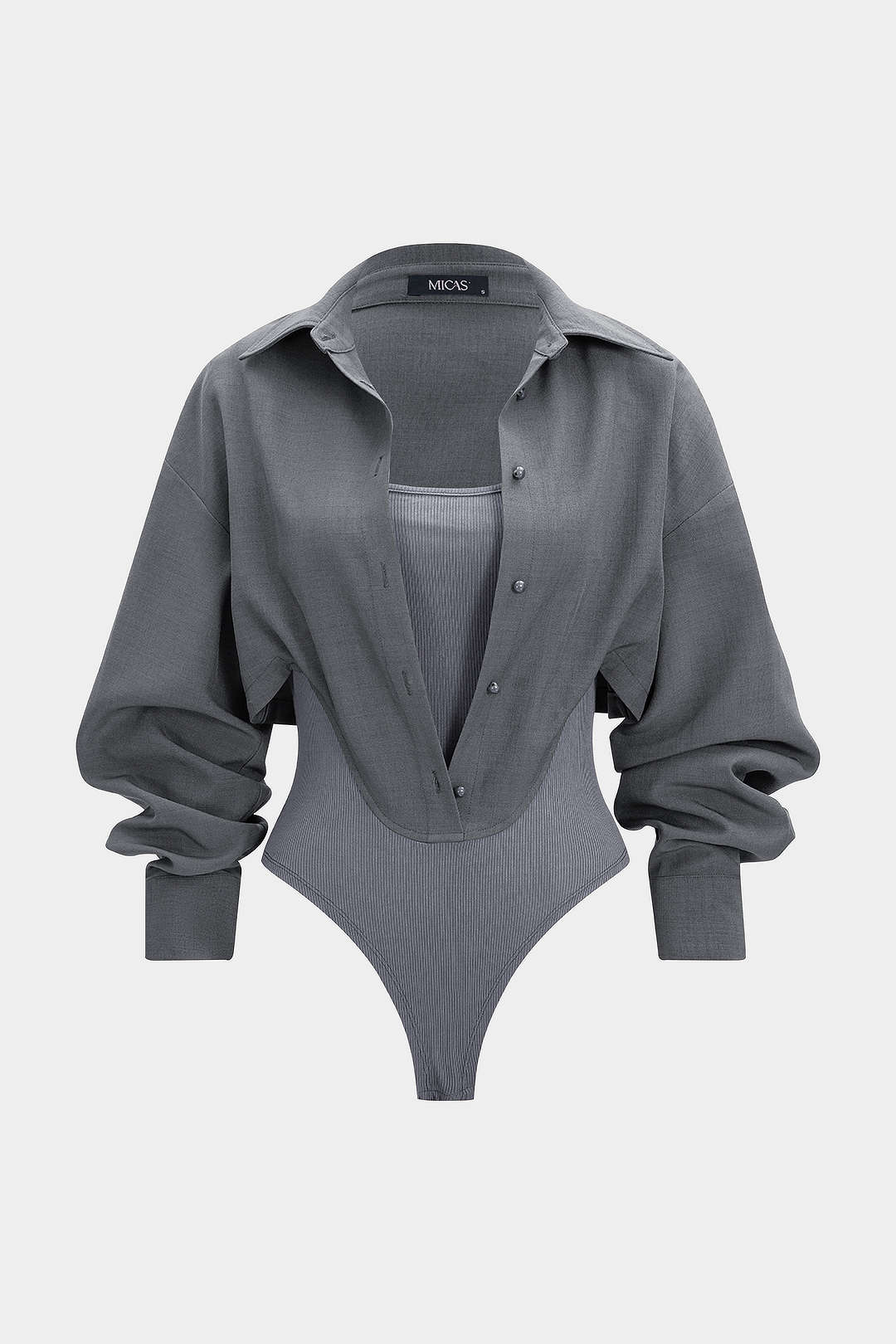 בגד גוף עם שרוולים ארוכים וכותנות עם כפתורים 