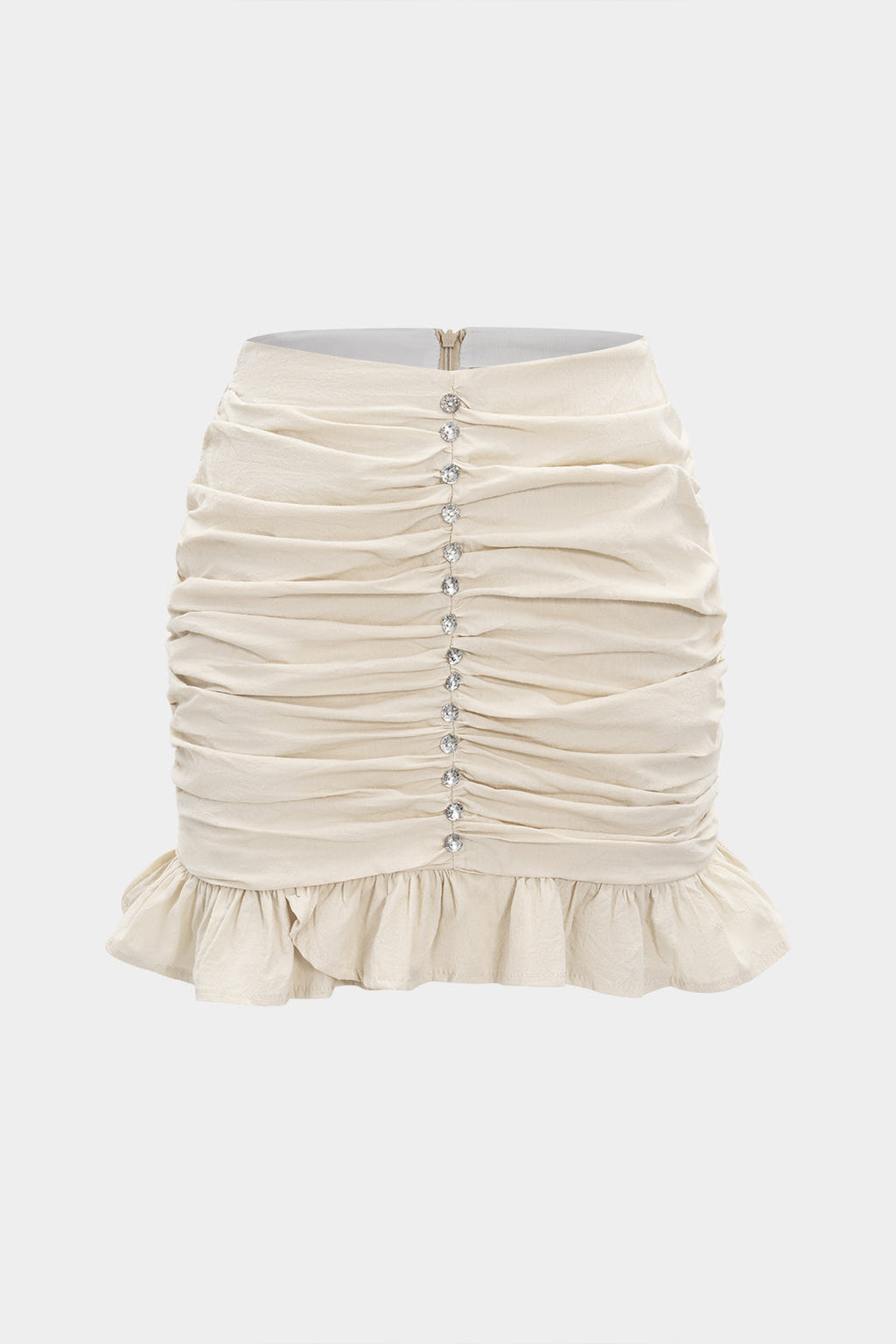 חצאית פשתן עם קפלים ואבני חן 