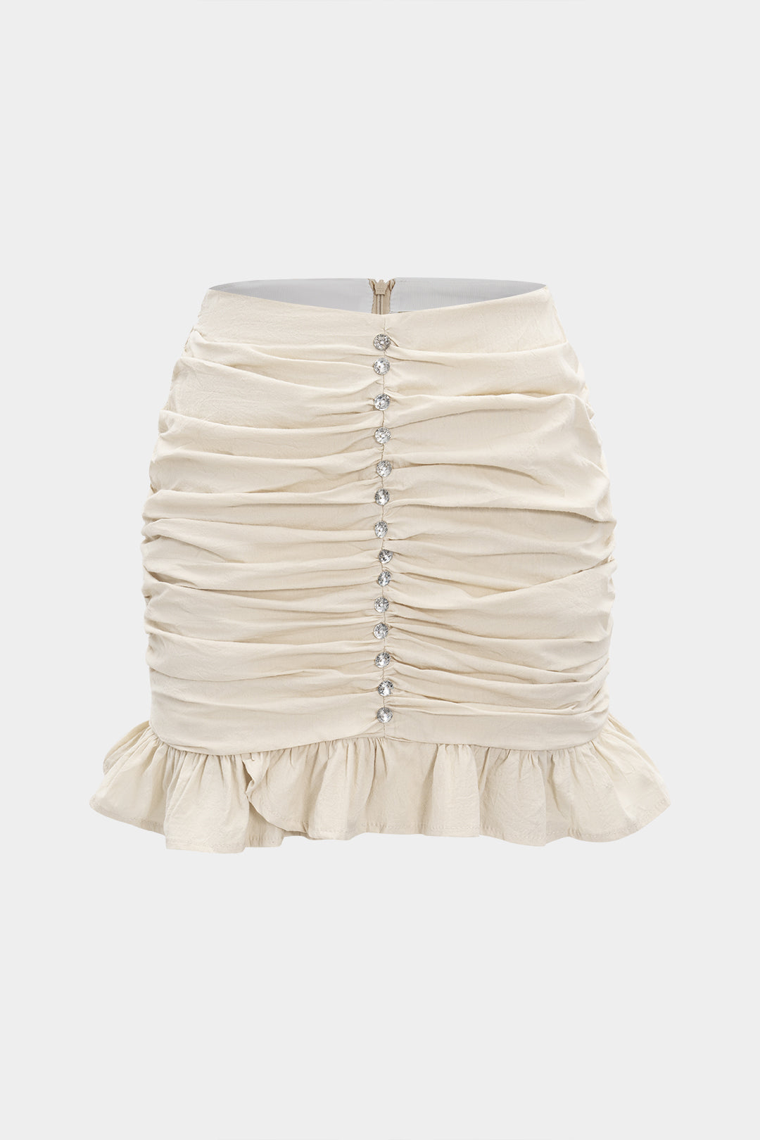 חצאית פשתן עם קפלים ואבני חן 