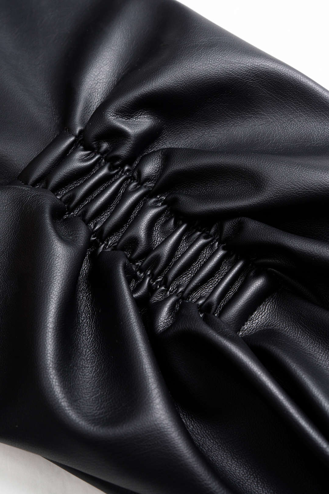 Faux Leather Ruched Button Asymmetrical Shirt