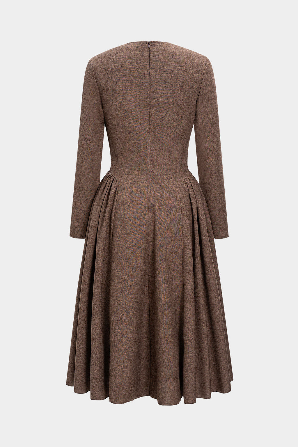 Zipper Cut Out Ruched Long Sleeve Maxi Dress