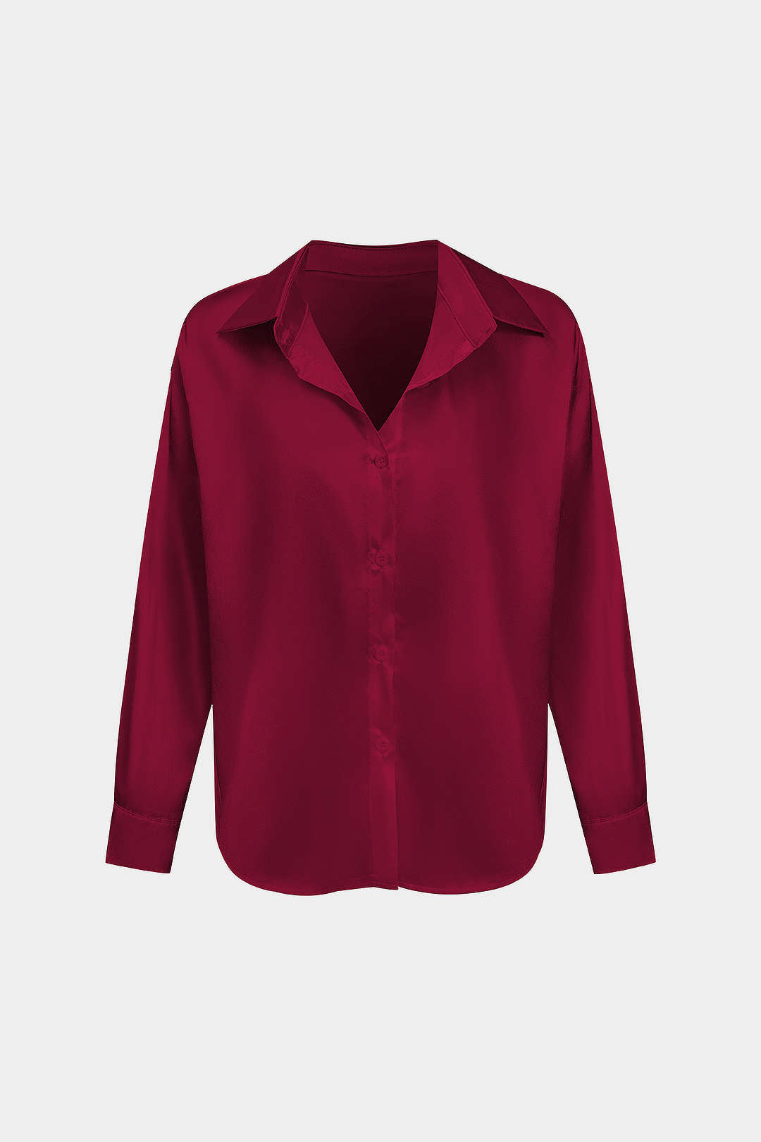 Camisa Satinada De Manga Larga Con Silueta Elegante