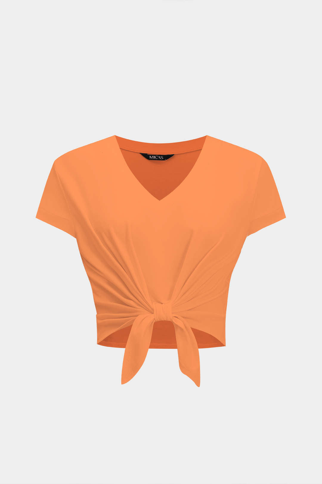 Camiseta Manga Corta Con Lazo Silueta Minimalista Elegante