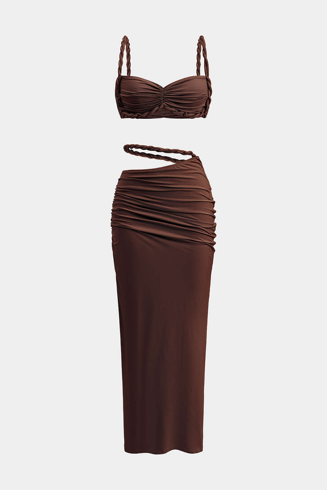 Conjunto Satén Sin Espalda Sunset Crush Detalles de Escote