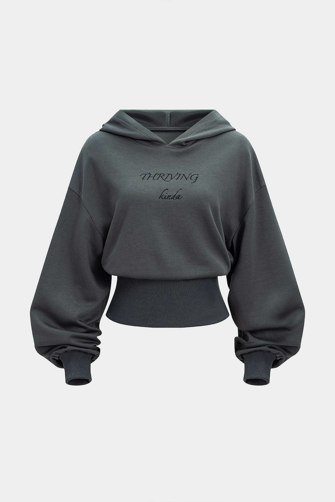 Letter Embroidery Long-Sleeve Hoodie