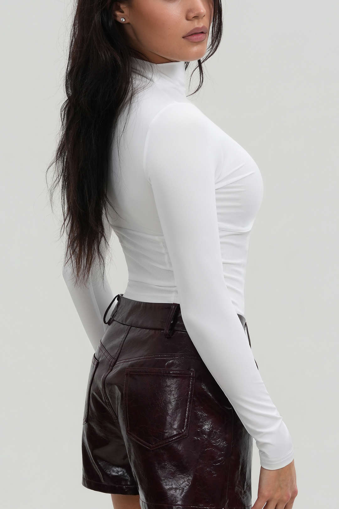 Solid Bustier Long Sleeve Top