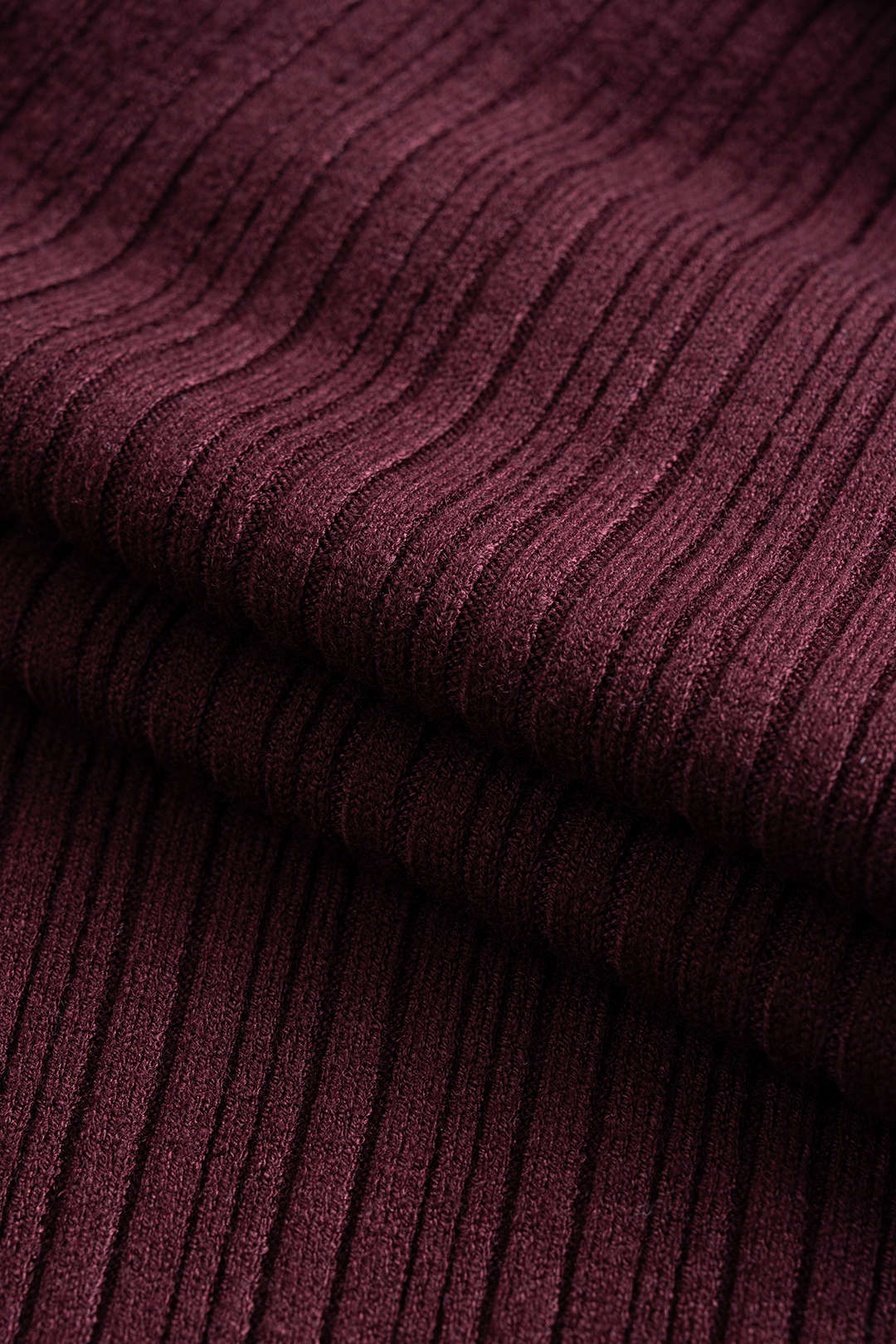 Knit Round Neck Tie-Back Scallop Edge Long Sleeve Dress