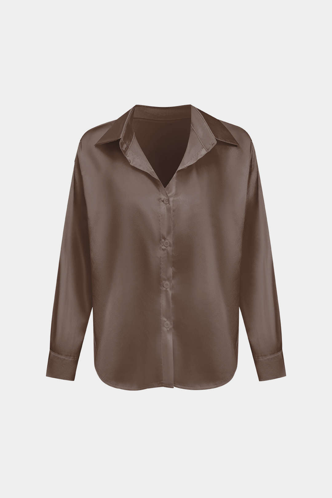 Camisa Satinada De Manga Larga Con Silueta Elegante