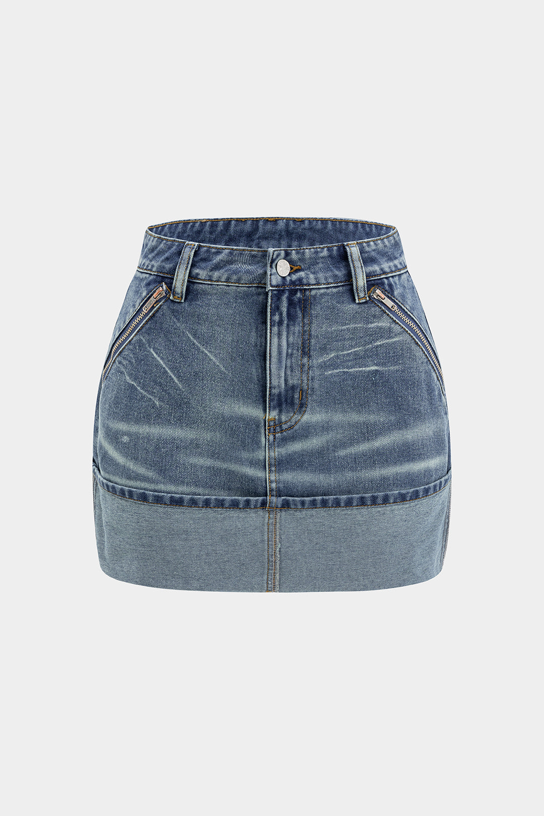 Falda Denim Lavado Con Bolsillos Para Uso Diario Casual