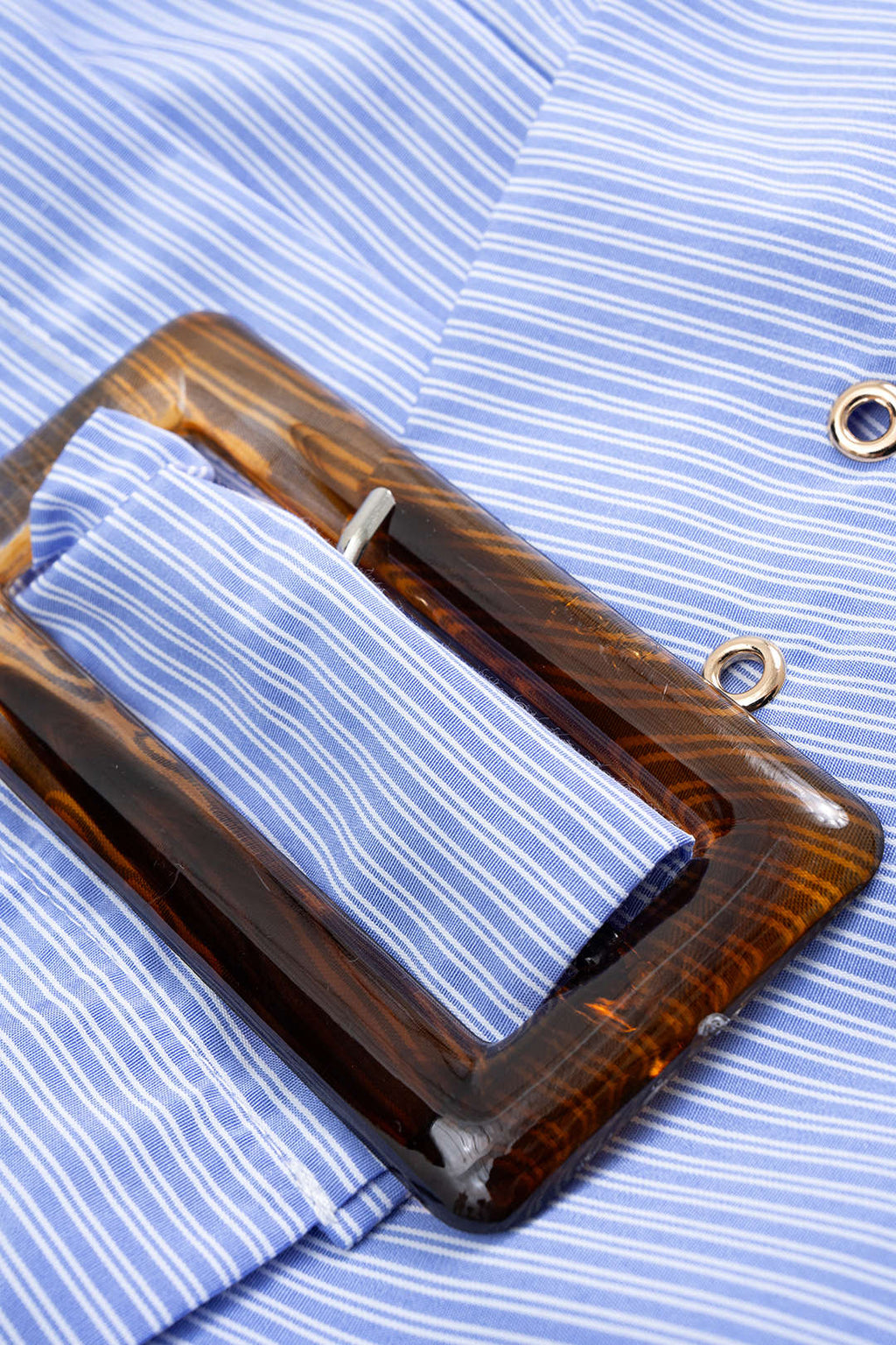 Stripes Print Belted Long-Sleeve Shirt