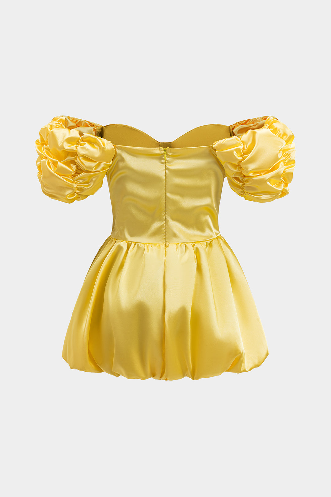 Vestido Mini Bustier Fruncido De Manga Corta Moderno