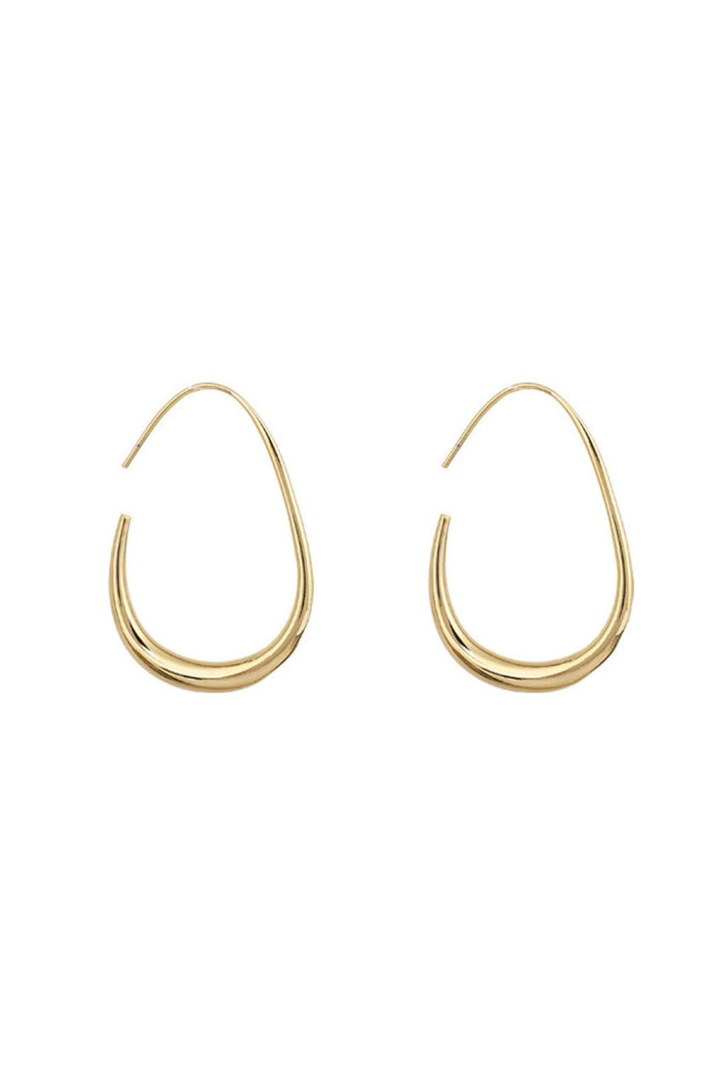 Arete Oval De Metal Minimalista Elegante Para Uso Diario