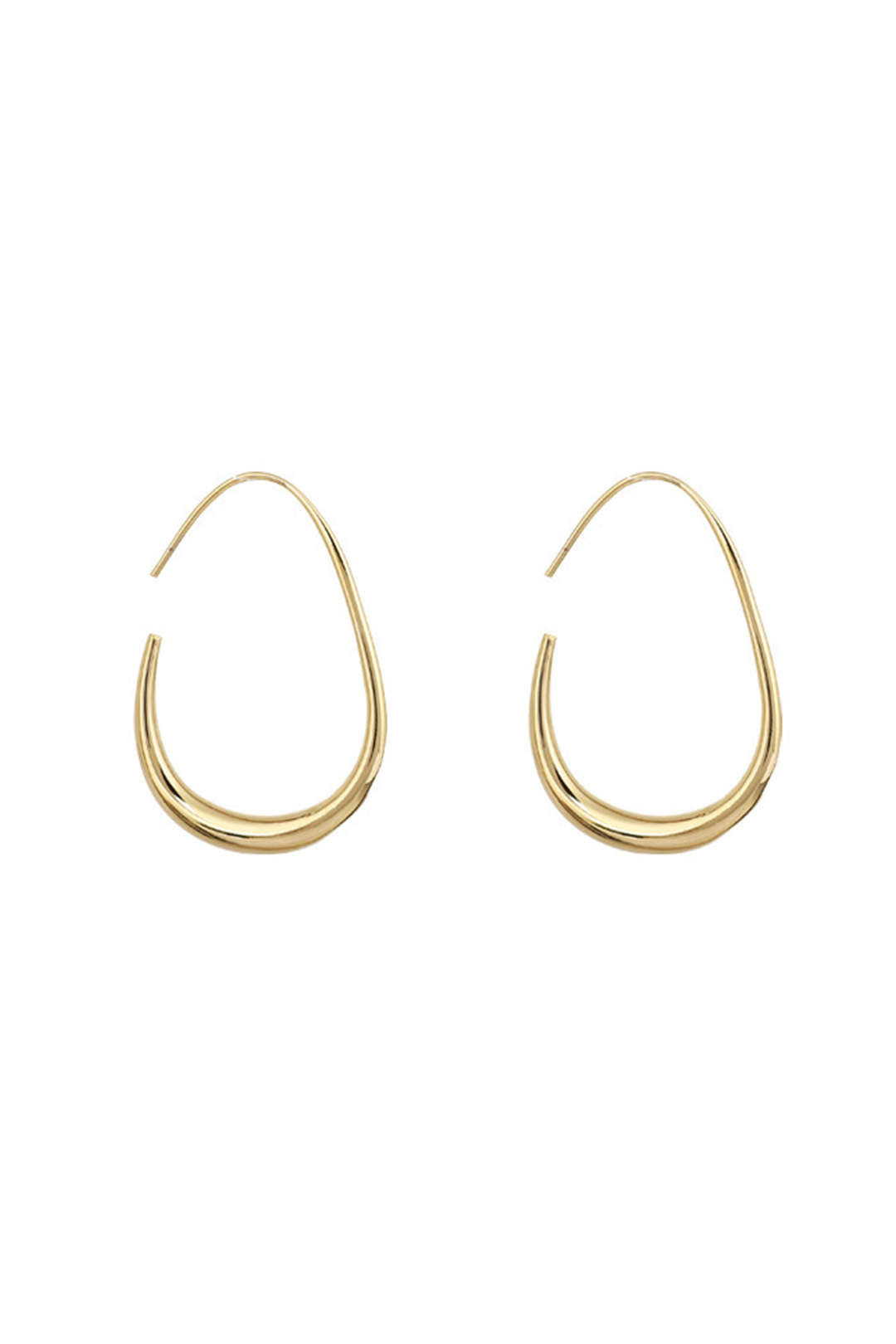 Arete Oval De Metal Minimalista Elegante Para Uso Diario