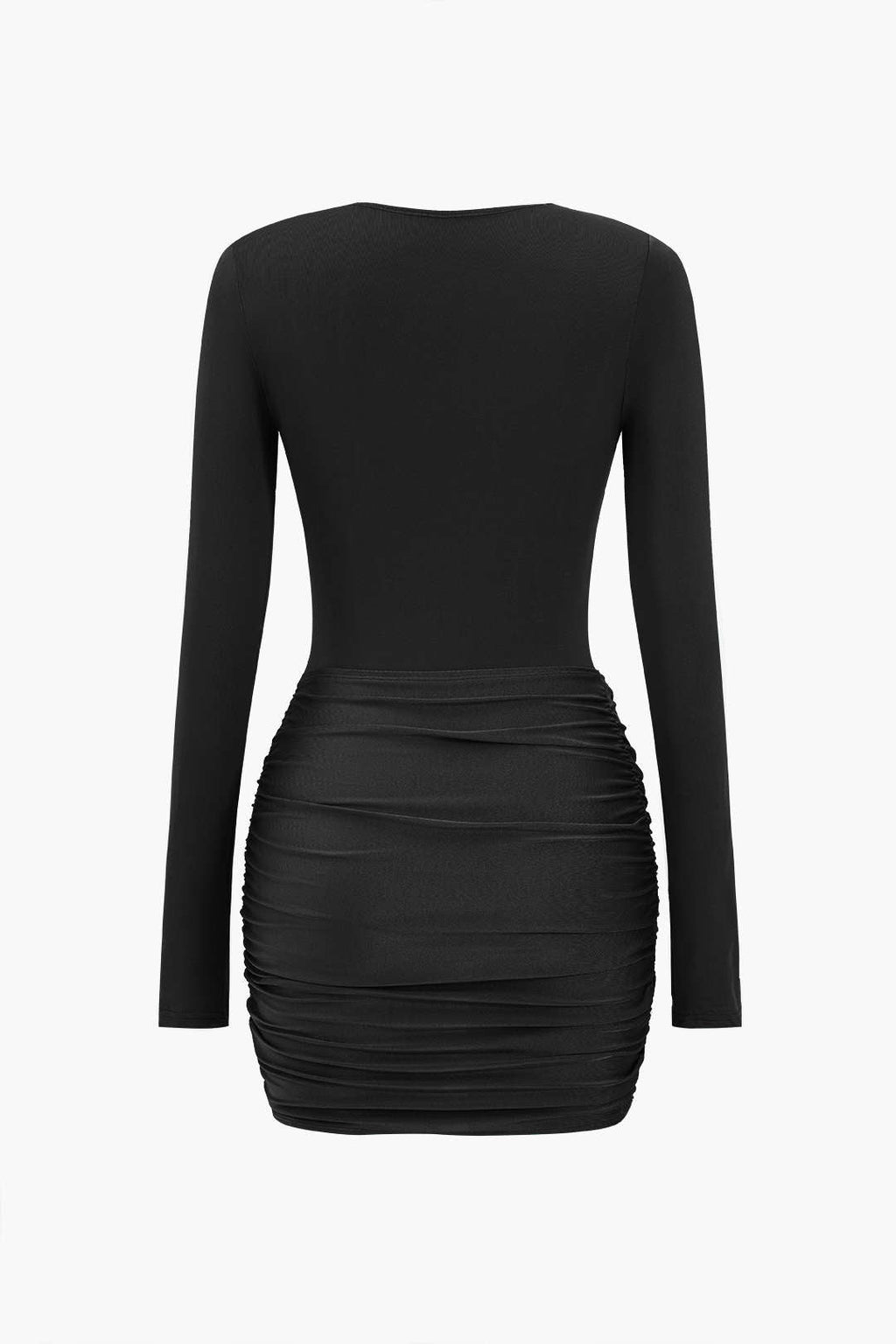 שמלת מיני עם טלאים וקשירה סאטן 