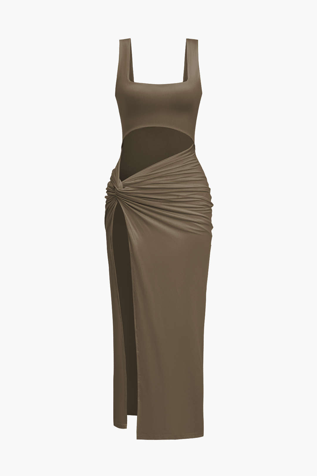 Vestido Midi Reversible Con Abertura Frontal Elegante