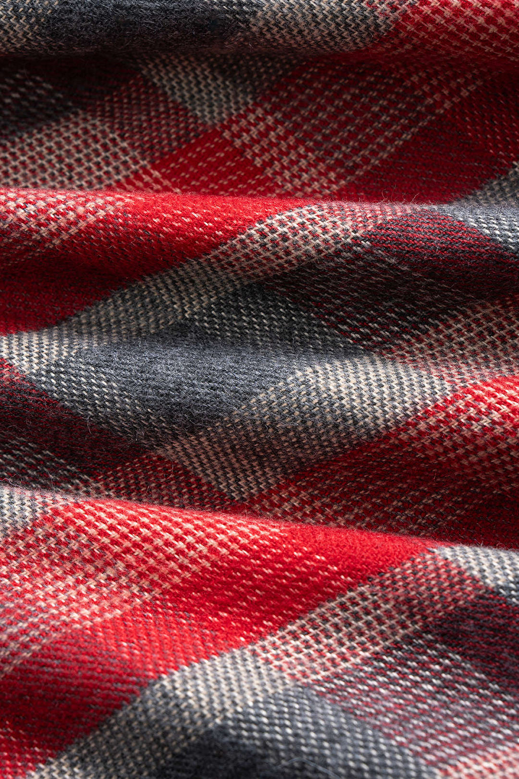 Plaid Print Faux Leather Asymmetrical Neck Long-Sleeve Shirt