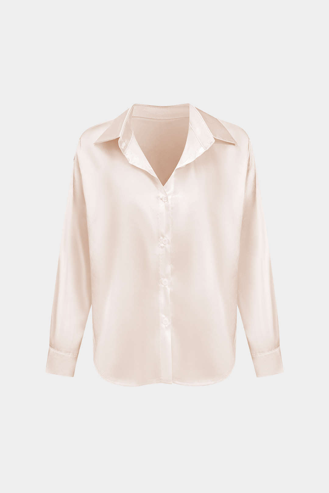 Camisa Satinada De Manga Larga Con Silueta Elegante