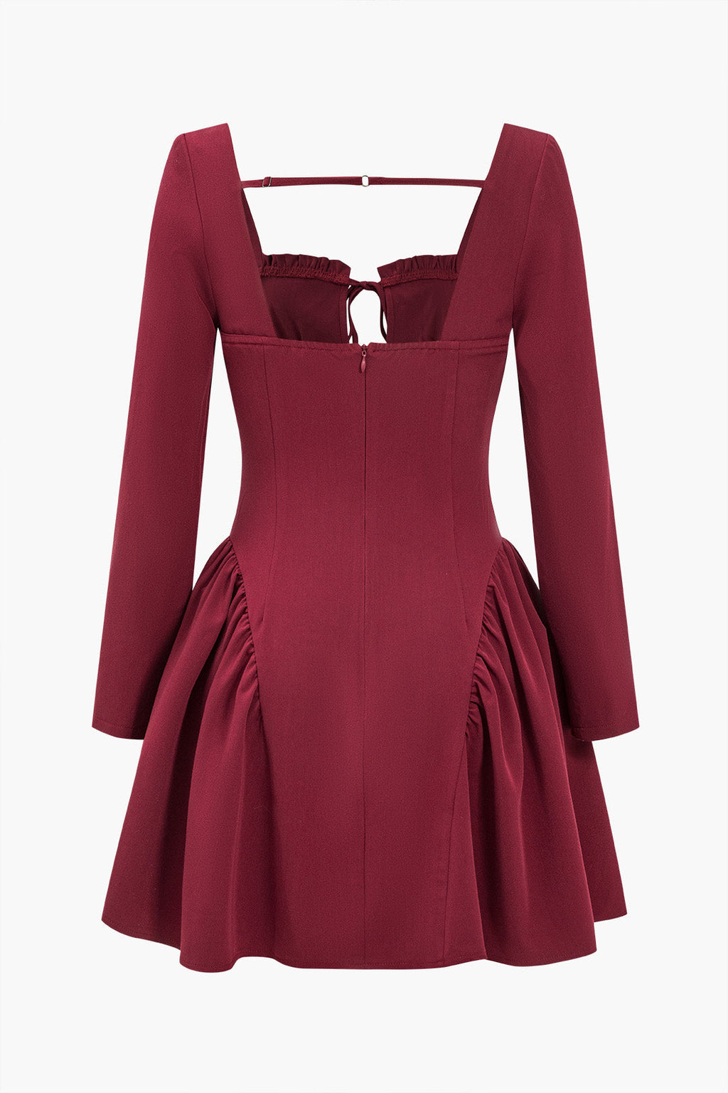 שמלת מיני חלקה עם קפלים וקשירה 