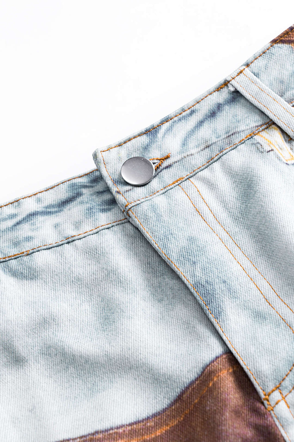 Abstract Print Ruched Button Pocket Skirt