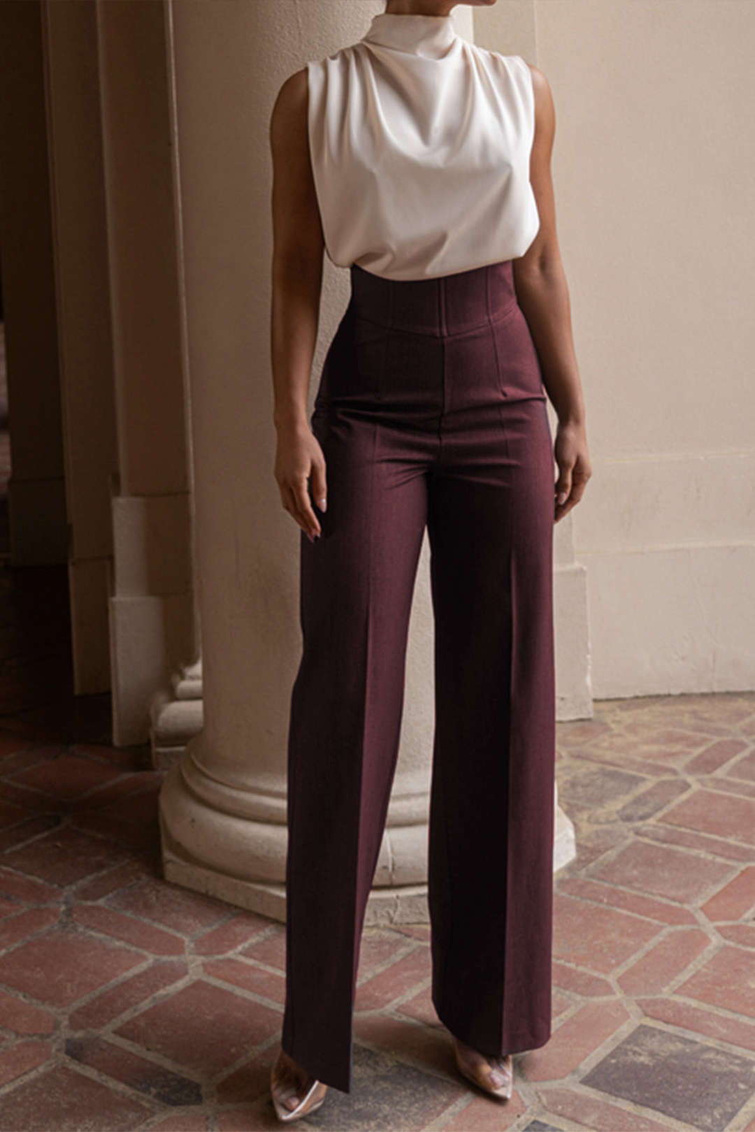 Pantalones De Cintura Alta Anchos Para Mujer Casual Diario