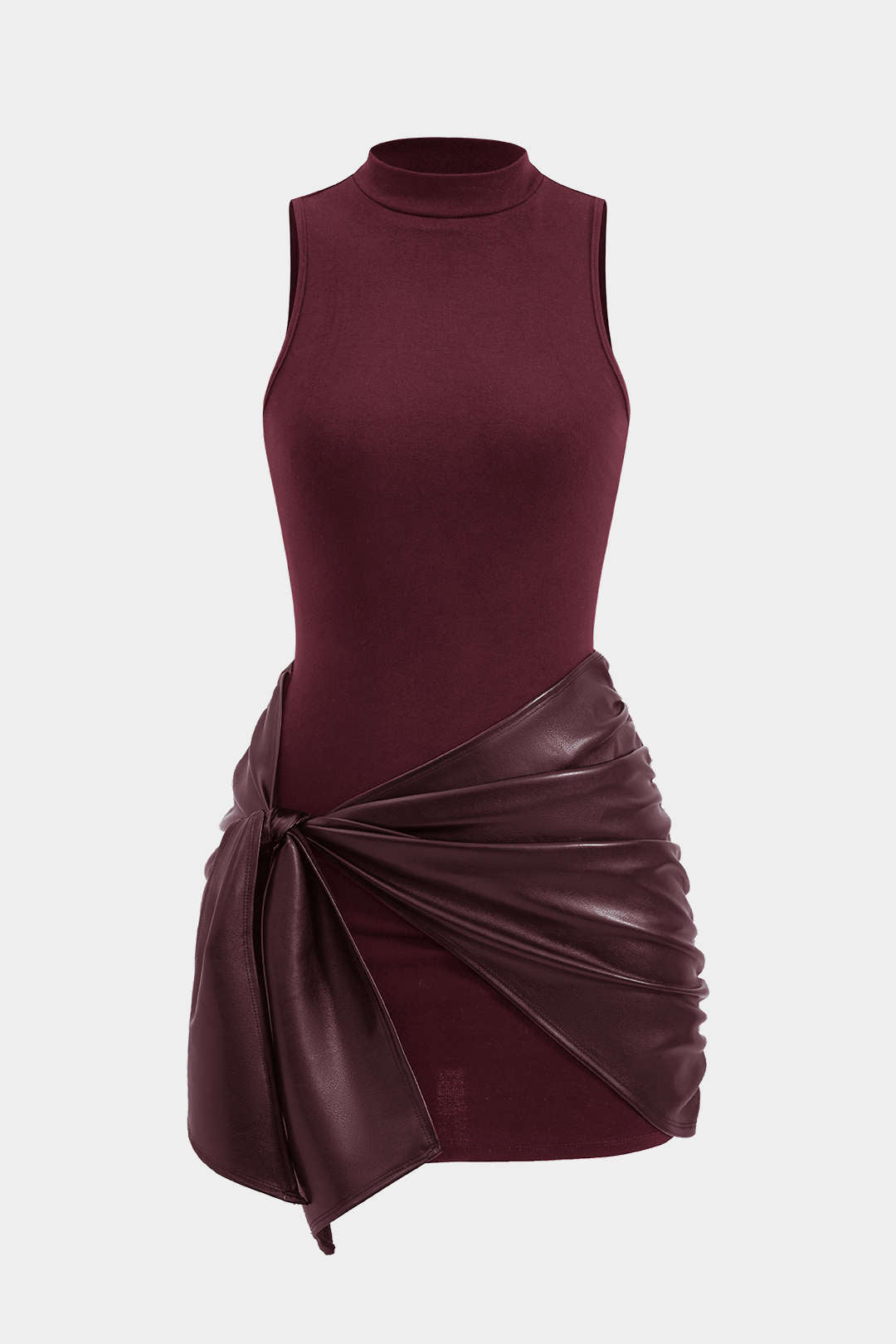 Vestido Corto Sin Mangas Con Lazo Delantero Mujer Elegante