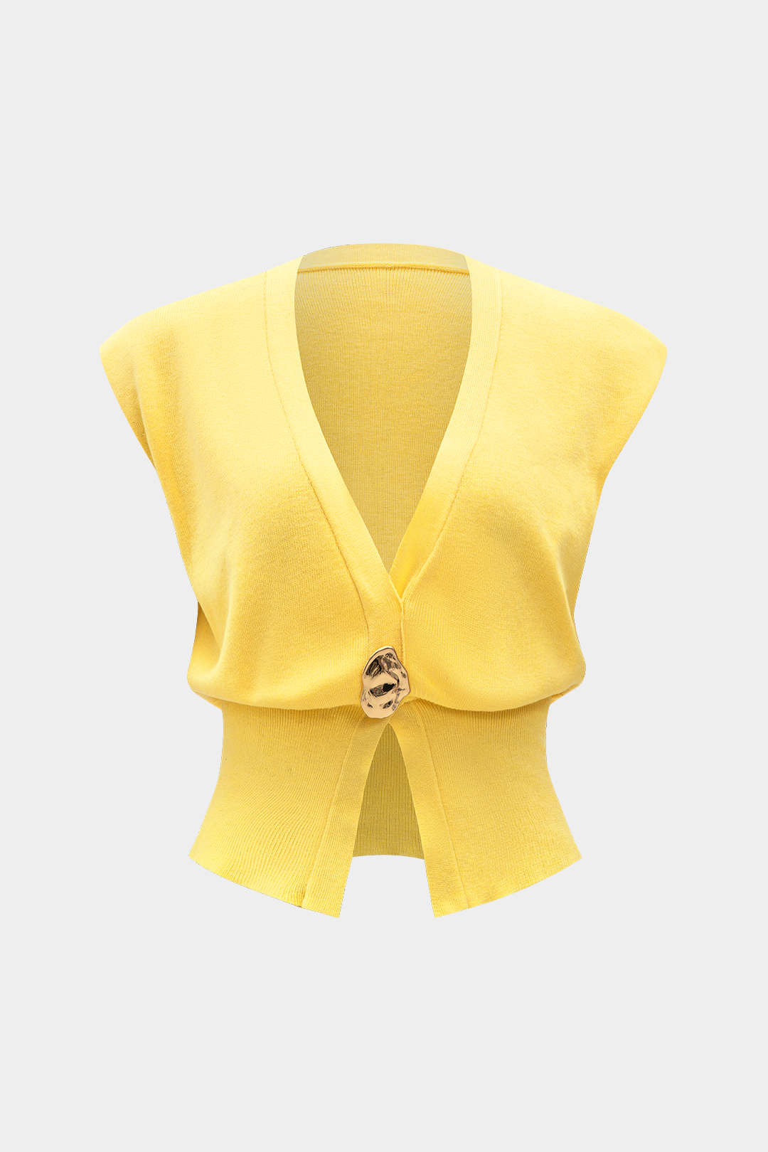 Blusa De Punto Sin Mangas Con Botones Silueta Elegante