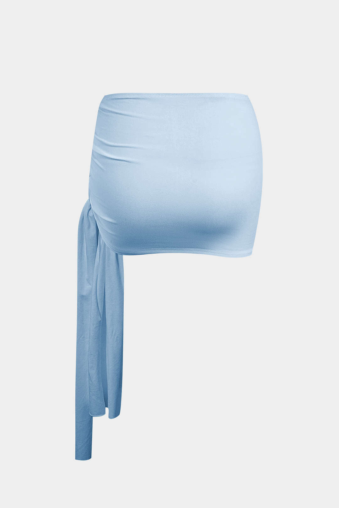 Conjunto Top Corto Asimétrico Y Falda Mini Atada Elegante