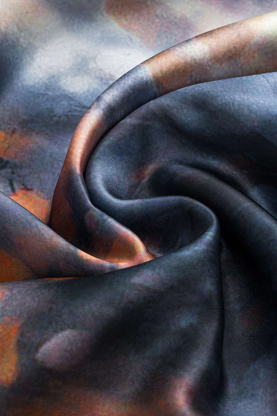 Abstract Tie Dye Print Satin Skirt