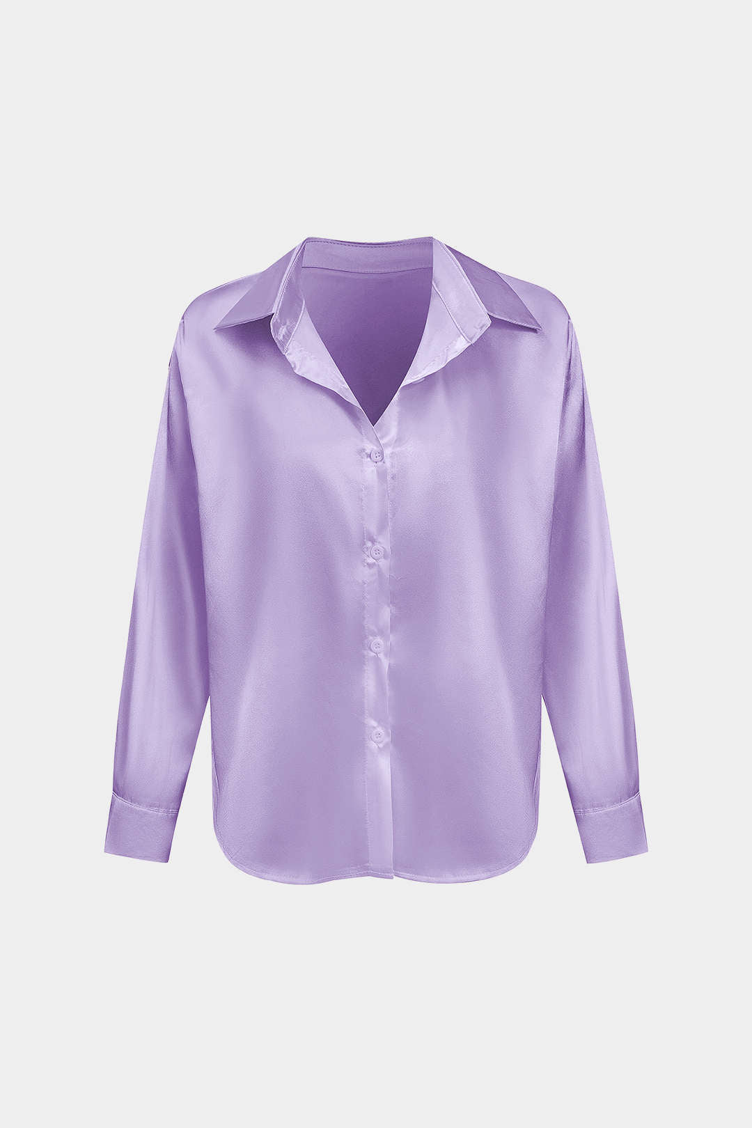 Camisa Satinada De Manga Larga Con Silueta Elegante