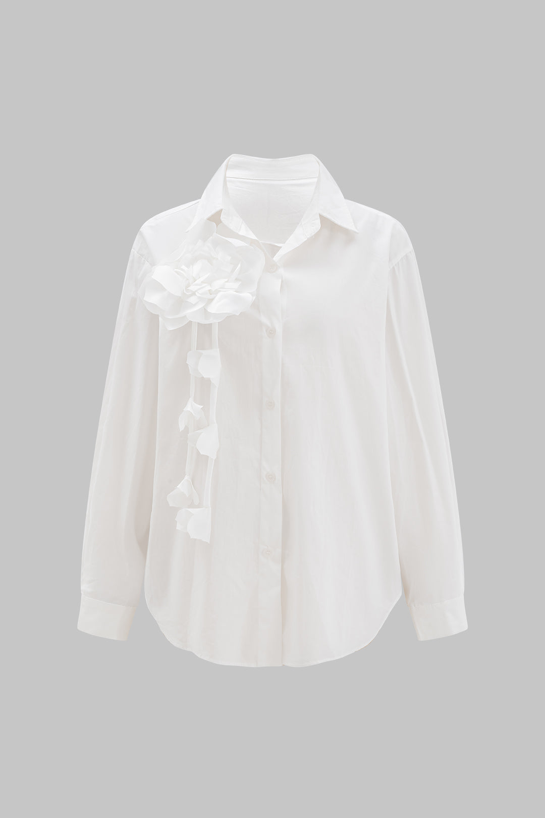 Camisa de Manga Larga con Patrón Floral Tridimensional