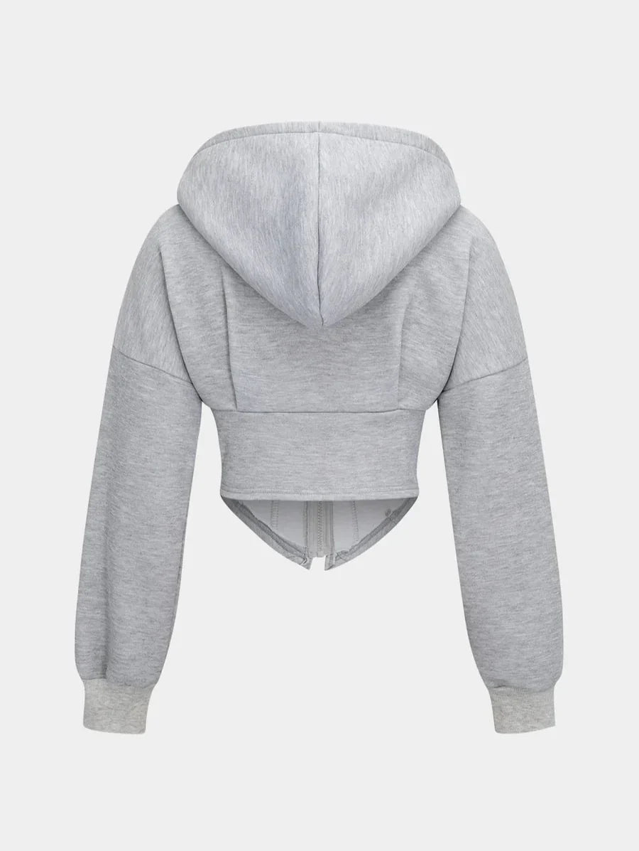 Chaqueta Varsity Silueta Minimalista Gris Para Mujer
