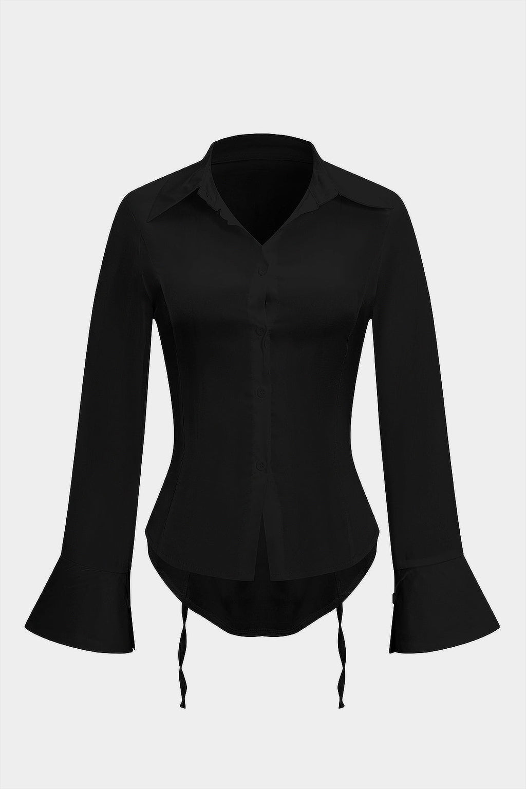 חולצה ארוכת שרוולים עם כפתורים וקשירה בגב 