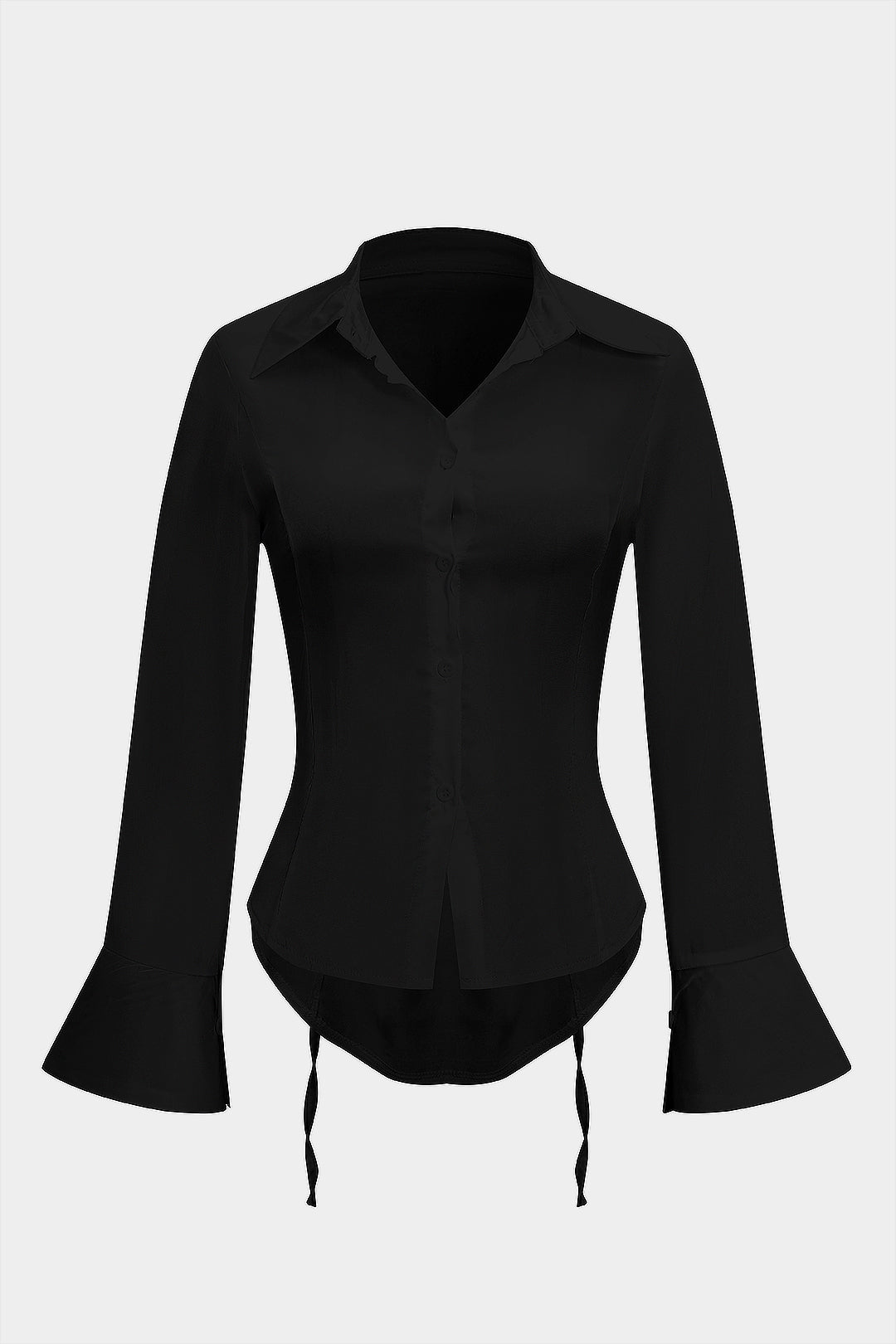 חולצה ארוכת שרוולים עם כפתורים וקשירה בגב 