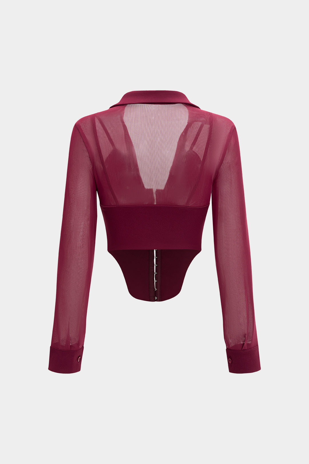 חולצת מחוך ארוכת שרוולים עם כפתורי רשת 