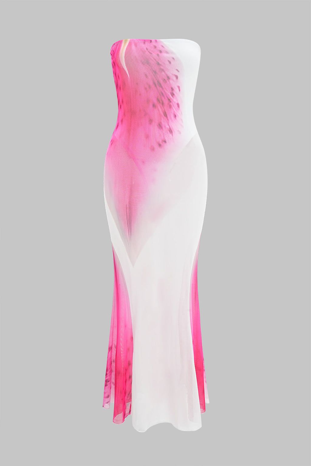 Vestido Maxi Sin Mangas Con Encaje Floral Patrón Contraste