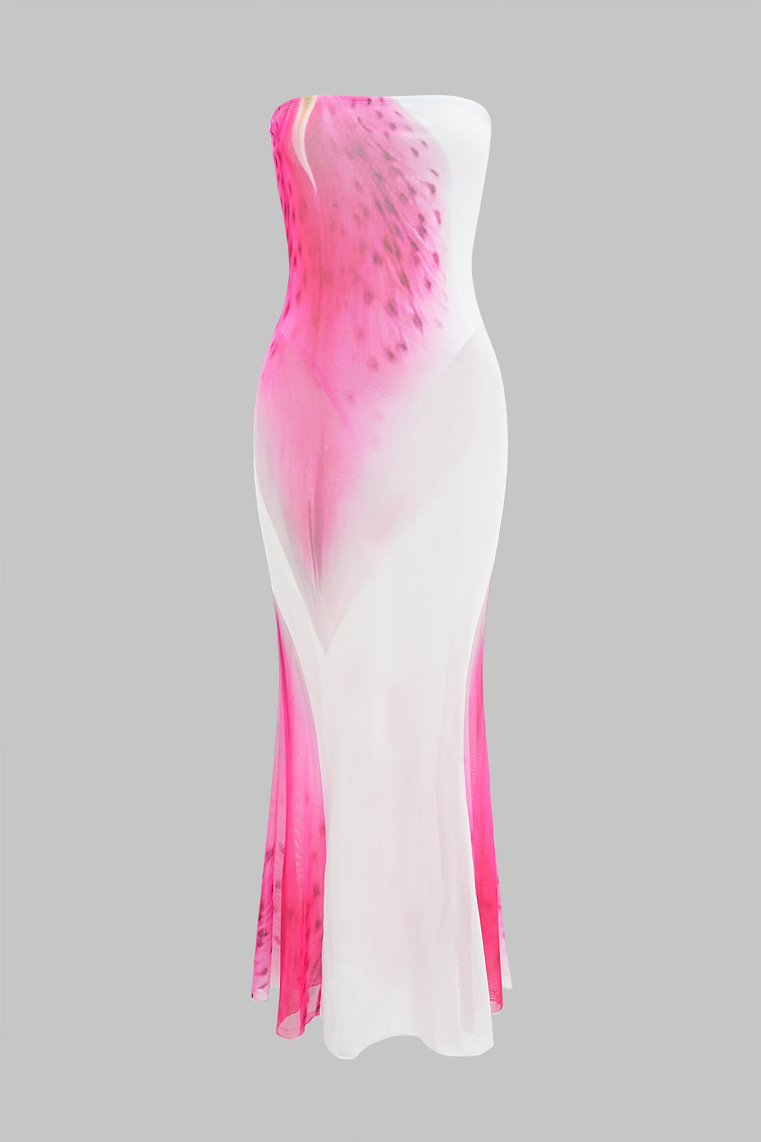 Vestido Maxi Sin Mangas Con Encaje Floral Patrón Contraste