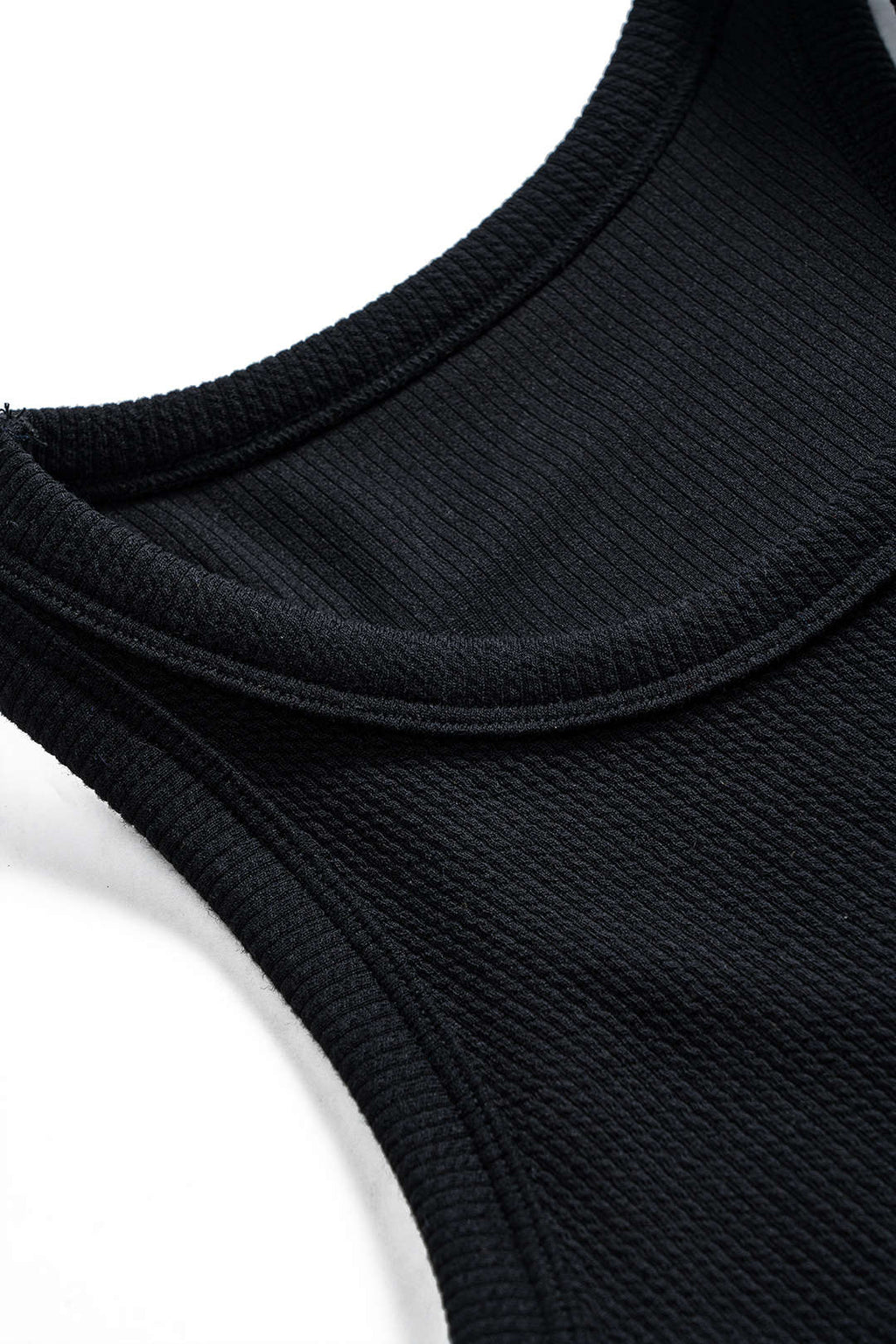 Vestido Mini Sin Mangas Con Letra Bordada Elegante