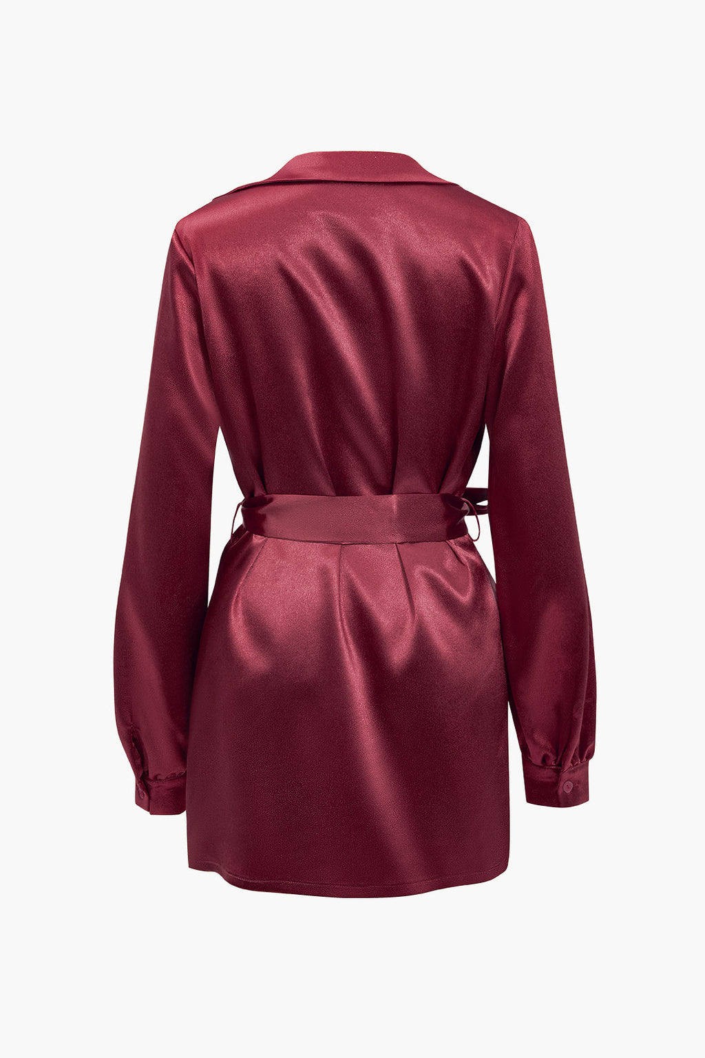 שמלת מיני עם קשירה קדמית וצווארון קפלים וחגורה 