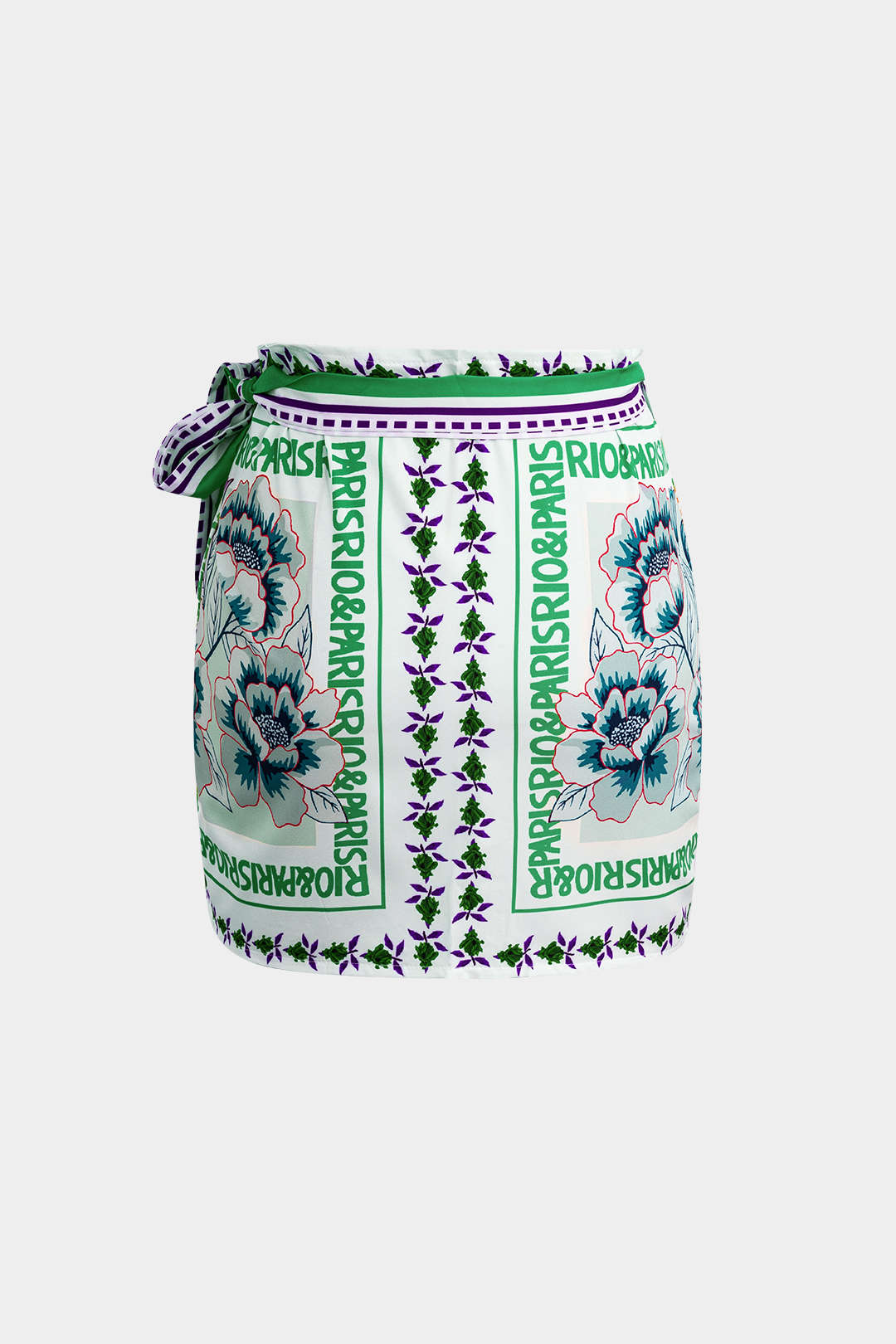 Falda Mini Envolvente Con Nudo Floral Ligera Uso Diario