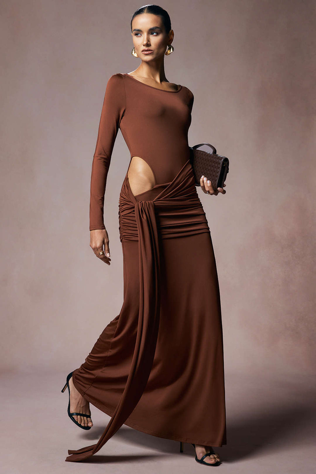 Round Neck Strappy Cut Out Maxi Dress