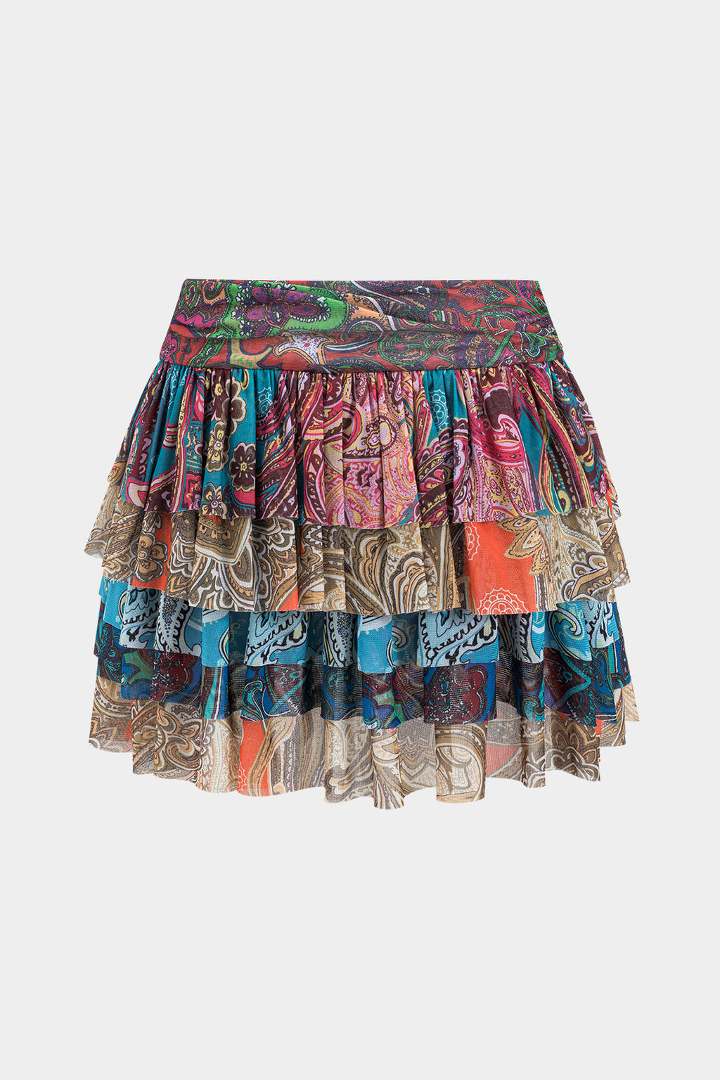 חצאית מותן גבוהה עם הדפס רטרו מרשת 