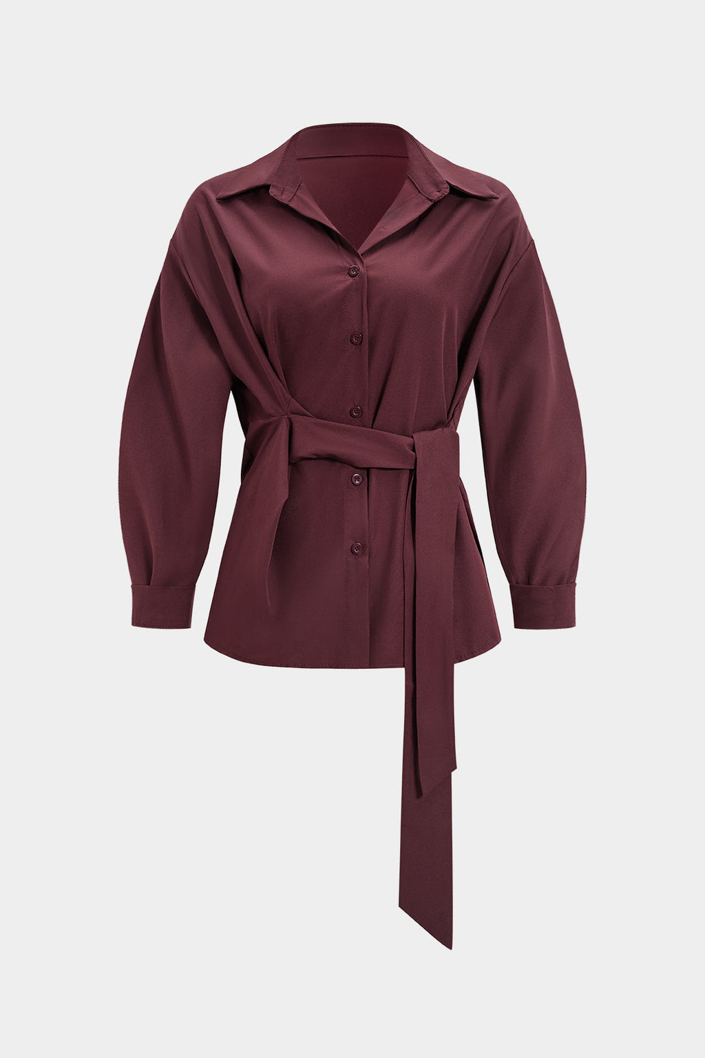 חולצה ארוכת שרוולים עם כפתורים וחגורה 