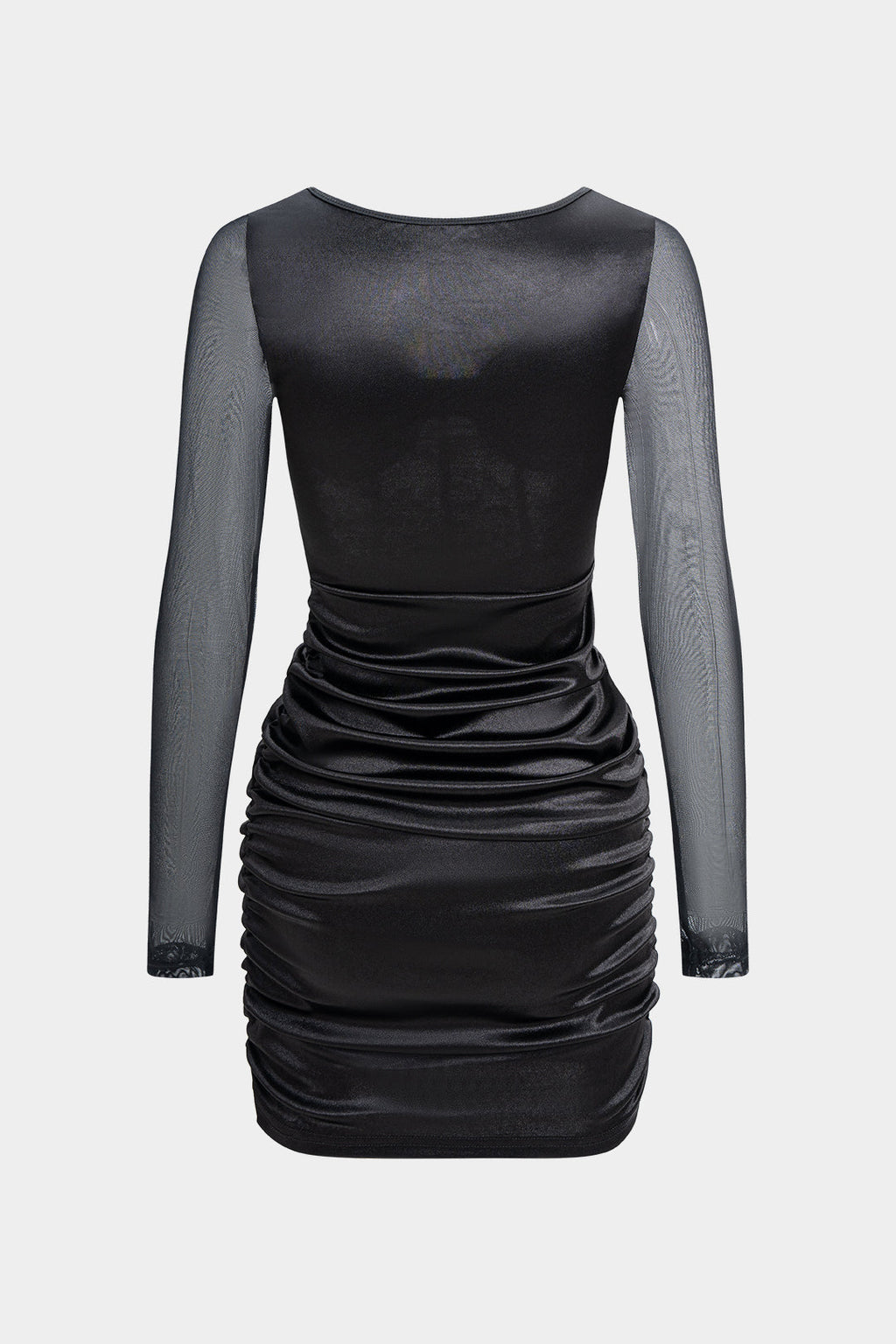 שמלת מיני עם שרוולים ארוכים וטלאים מרשת 