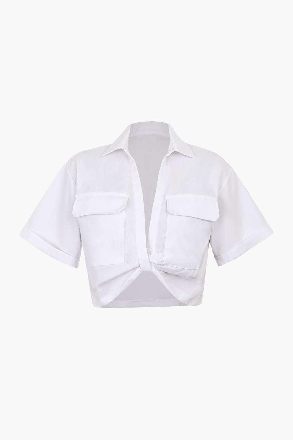 Camisa Básica Con Bolsillo Solapa Plisado Para Uso Diario