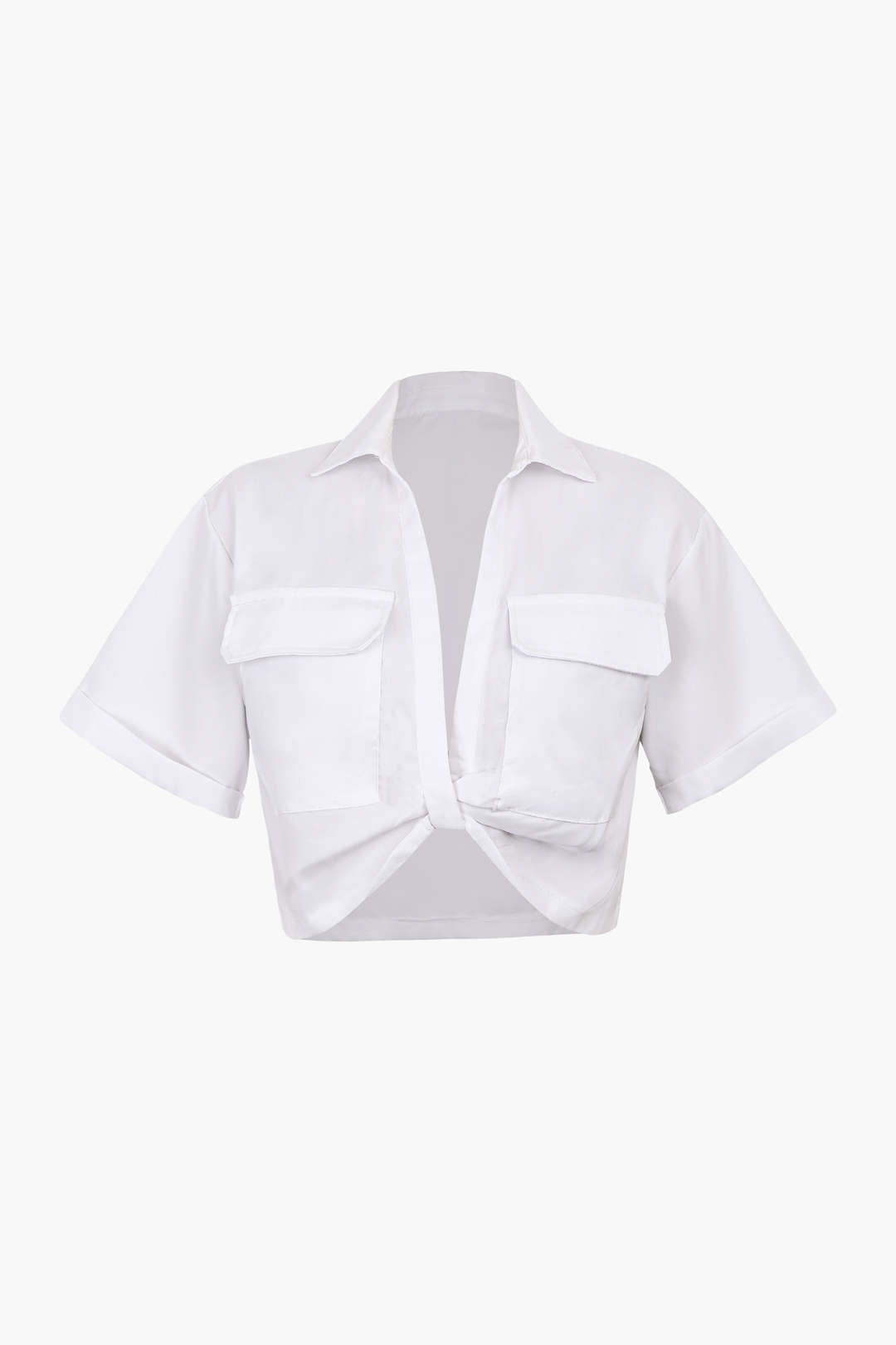 Camisa Básica Con Bolsillo Solapa Plisado Para Uso Diario
